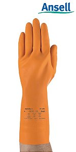 Luva AlphaTec 87-208 CA12869 Ansell Látex com Forro Orange Heavyweight (CA 12869)