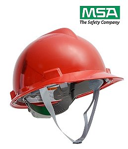 Capacete VGard MSA CA498 Push-Key ou Catraca Aba Frontal com Carneira Classe B Vermelho (CA 498)