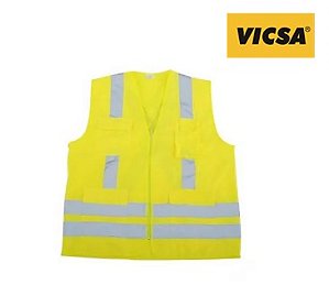 Colete de Sinalização VIC71230 Vicsa Refletivo Verde 4 (quatro) Bolsos Verde (VIC 71230)