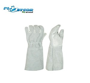 Luva Vaqueta Mista CA36589 Com Punho Em Raspa Plastcor (CA 36589)