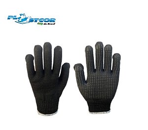 Luva Tricotada em Algodão Preta 6 Fios CA31909 Com Pigmento Plastcor (CA 31909)