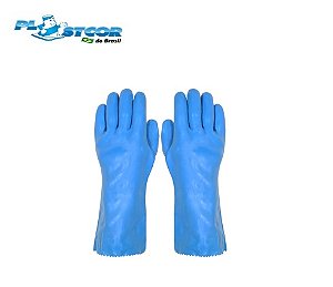 Luva em PVC Sem Forro Azul CA34593 Com Palma Lisa (CA 34593)