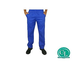 Calça em Brim Operacional Reforçada Azul Royal Com Elástico Total