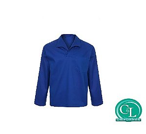 Camisa Brim Gola Italiana Manga Longa Azul Royal sem Refletivo