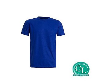 Camiseta Gola Careca na Malha 100% Algodão Manga Curta azul Royal