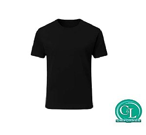 Camiseta Gola Careca na Malha 100% Algodão Manga Curta Preta