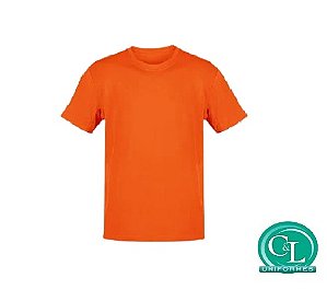 Camiseta Gola Careca na Malha 100% Algodão Manga Curta Laranja