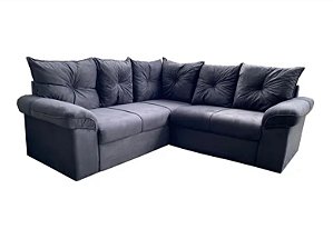 Sofá De Canto 5 Lugares Veludo Cinza Cannes MamFlex
