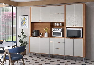 Kit Astra com 10 Portas e 4 Gavetas Jequitibá/Areia - Lukaliam Móveis