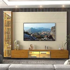 Home para TV Luminare 1 Cristaleira LED Vidro Reflecta 100% MDF - Gelius