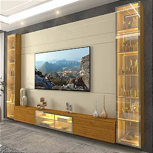 Home para TV Luminare 2 Cristaleiras LED Vidro Reflecta 100% MDF