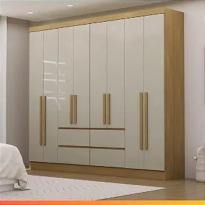 Roupeiro Casal 8 Portas 4 Gavetas Turim Luciane - LUCIANE MÓVEIS