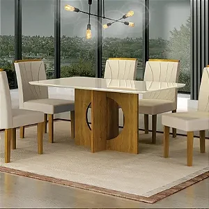 Conjunto Sala de Jantar Mesa com 6 Cadeiras Lorena