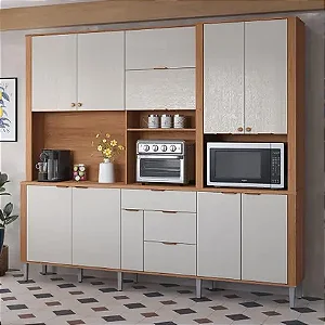Kit de Cozinha Armário Compacta Astra 2,40m Lukaliam Móveis 10 Portas e 4 Gavetas