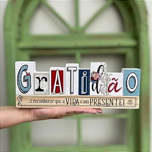 Placa de mesa com base cru gratidão é quando a gente...10,5x28