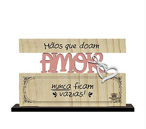 ENFEITE DE MESA COM APLIQUE AMOR...FLORESCER 11X18