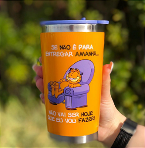 Copo Garfield Semi-térmico 400ml Com Tampa Para Viagem Oficial Nickelodeon
