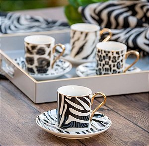 Jogo 4 Xícaras de Café com Pires New Bone  Aretha 100ml L'Hermitage