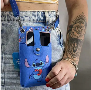 Bolsa Transversal Porta Celular com bolso Stitch Disney
