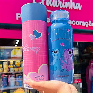 GARRAFA BUBBLE 500ML STITCH E ANGEL NAMORADOS