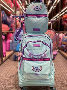 Mochila Infantil Rodinhas 360 Stitch com Lancheira e Estojo