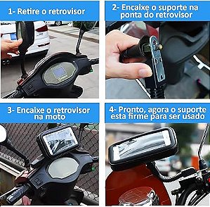 Suporte de Celular Moto Capa Impermeável Prova D'água 6,3 Pol Bike Motoboy Universal Gps Waze Mapa Ifood Uber Eats 99 Rappi