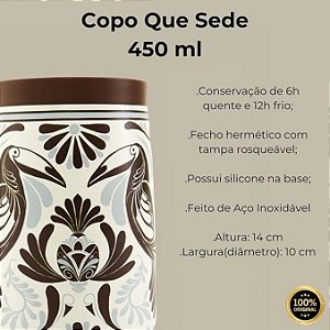 Copo Térmico FARM, 450 ml, Estampa Café com Céu.