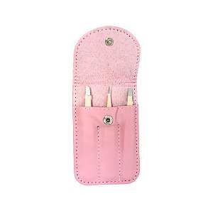 Kit de pinças rosa claro + case para sobrancelha