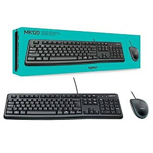 Kit Teclado E Mouse Logitech Óptico Com Fio Usb Mk120
