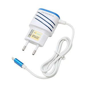 Carregador Ecooda 3.6A - 2 entradas USB com cabo type C embutido (EC5229)