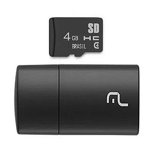 Pen drive 2 em 1 leitor USB + cartão de memória classe 4 4GB preto - Multilaser (MC160)