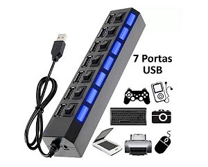 Hub 7 Portas USB 2.0 com switch e led indicador (03768)