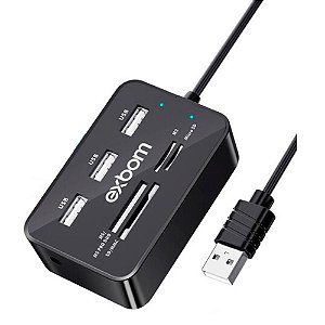 Hub USB 2.0 com leitor de cartão 7 em 1 Exbom (UH-R230)