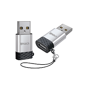 Adaptador Hrebos USB-A para USB-C OTG Prata/Preto (HS-223)
