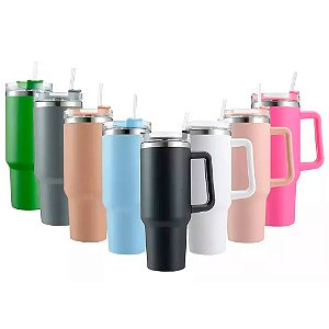 Copo caneca térmica Quencher com canudo e alça 1200ML