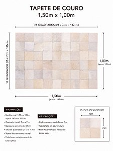 TAPETE COURO MARFIM 1,50m x 1,00m