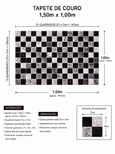TAPETE COURO PRETO 1,50m x 1,00m