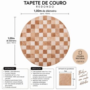 TAPETE COURO BEGE 1,00m