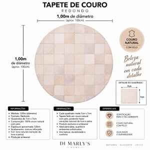 TAPETE COURO MARFIM 1,00m