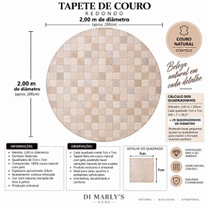 TAPETE COURO MARFIM 2,00m