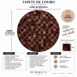 TAPETE COURO MARROM 2,00m