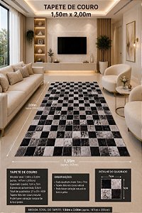 TAPETE COURO PRETO 1,50 x 2,00m