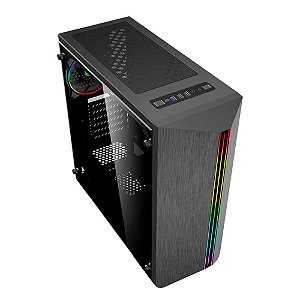 Gabinete Gamer Gamemax G510-BK-DBB Optical Preto Frente/Lateral em Acrilico  USB3.0 3 Fans Leds RGB RAINBOW