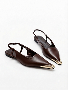 SLINGBACK PONTEIRA DOURADA CAFÉ