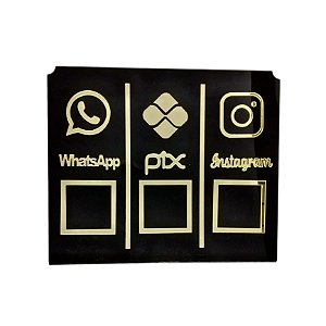 Placa de QR Code 3 em 1 Whatsapp / Pix / Instagram