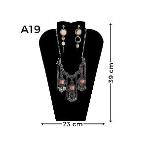 Expositor para Colar e Brincos em PVC Preto 39x23cm – Bijuterias e Joias