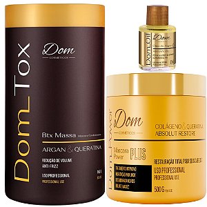 Kit Btox Dom Tox Repositor de Massa Mais Mascara Dom Power 500g