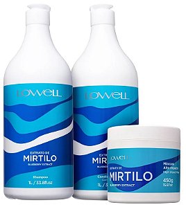 Kit Lowell Extrato de Mirtilo Shampoo Condicionador Mascara