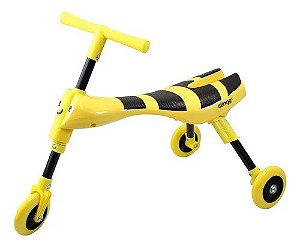 Triciclo Infantil Dobrável Amarelo e Preto