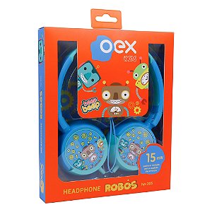 Fone de Ouvido Infantil Headphone Robôs Azul OEX KIDS HP305 - 85dB